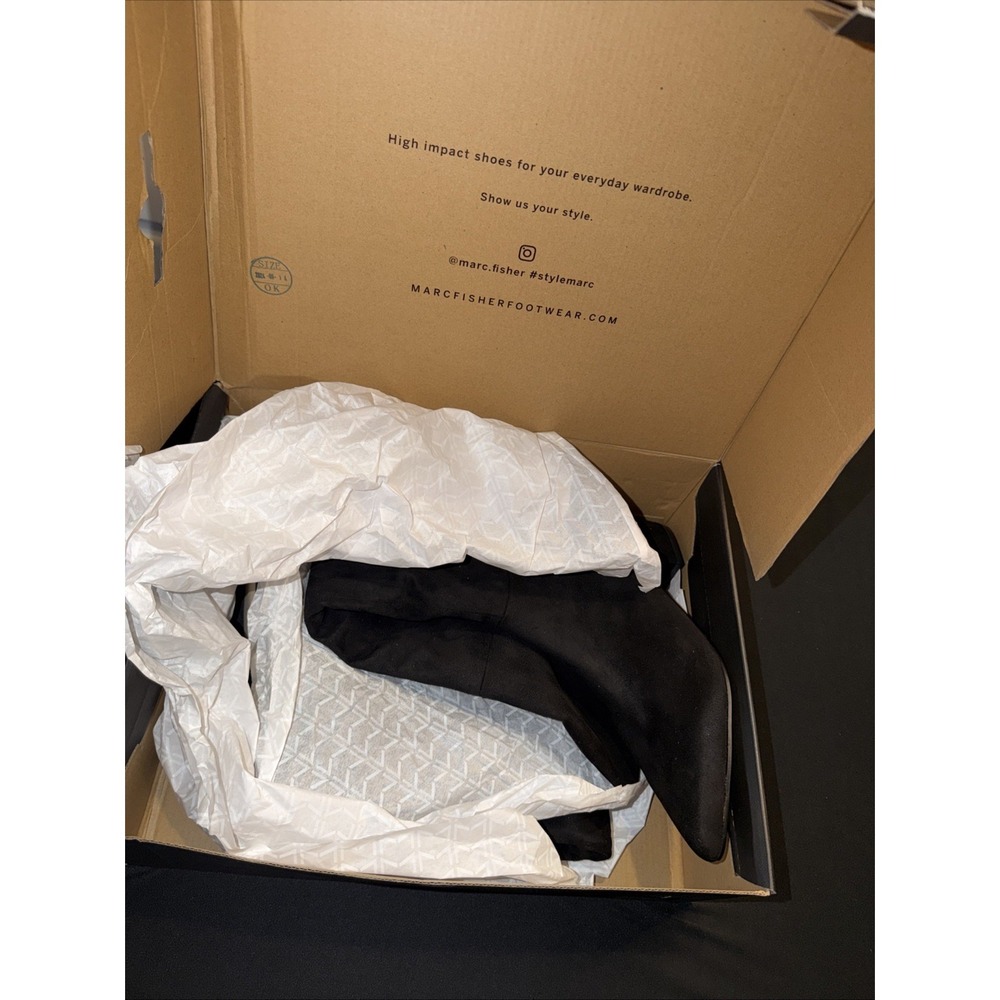 NEW MARC FISHER Lottie Over The Knee Black Suede Boots Women's Size 8.5 NIB $239 - Picture 15 of 16